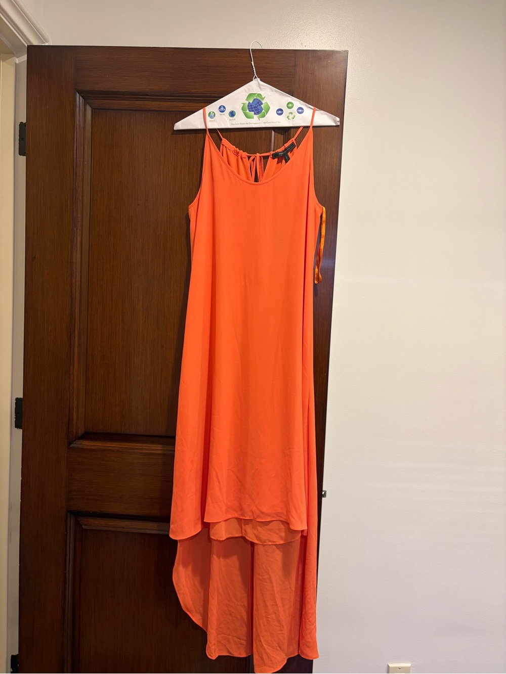 BCBG Bright Orange High-Low Sleeveless Dress